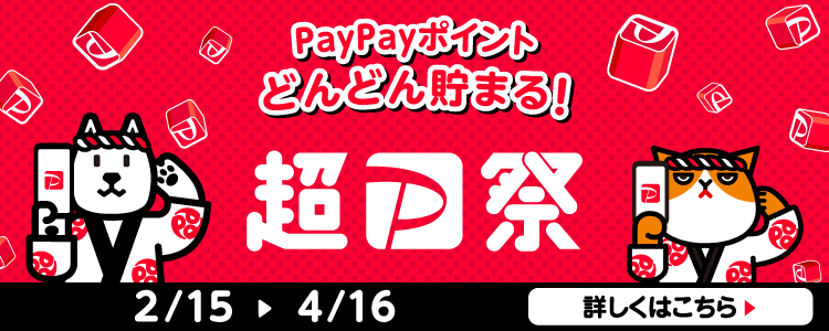 PayPayポイントどんどん貯まる！ 超PayPay祭 2/15〜4/16 詳しくはこちら