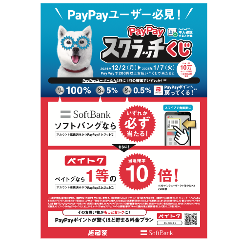 【ソフトバンクユーザー向け】PayPayスクラッチくじ 特別特典ポスター