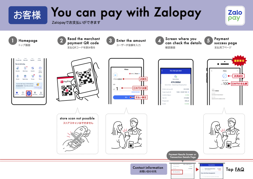 Zalopayの決済方法の案内(決済の流れ)