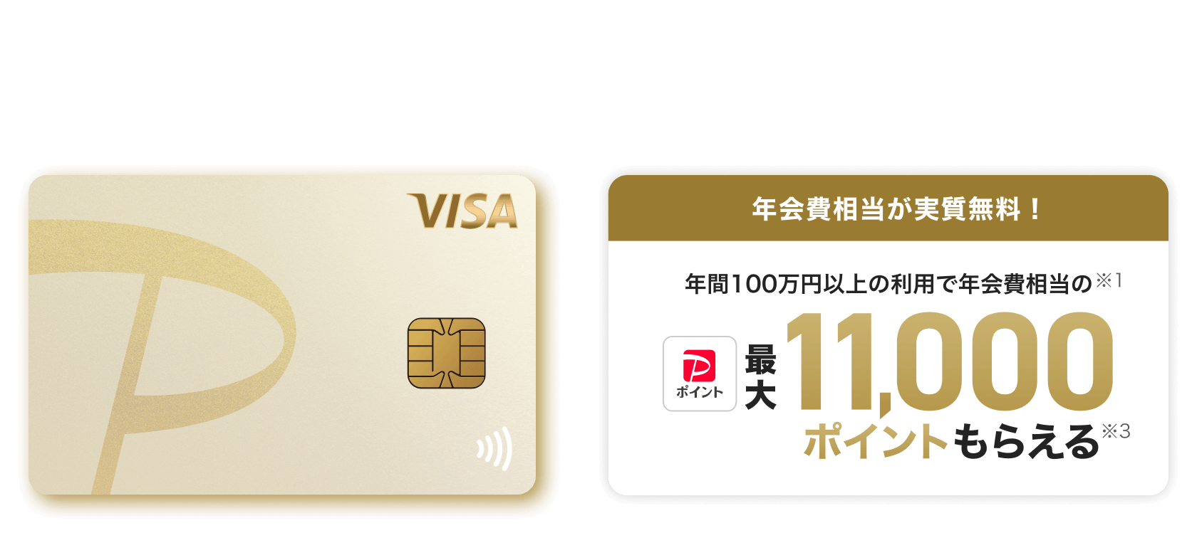 1,800万枚突破！※2 PayPayカード ゴールド 年会費11,000円（税込） 年会費相当が実質無料！年間100万円以上の利用で年会費相当の※1最大11,000ポイントもらえる※3