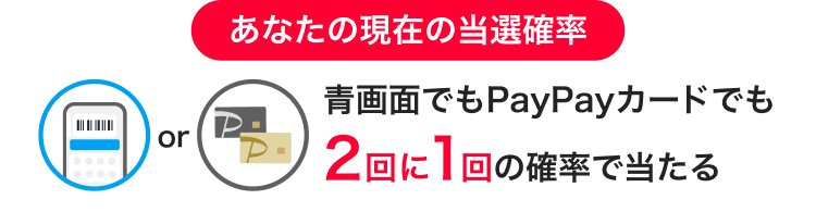 あなたの現在の当選確率青画面でもPayPayカードでも2回に1回の確率で当たる