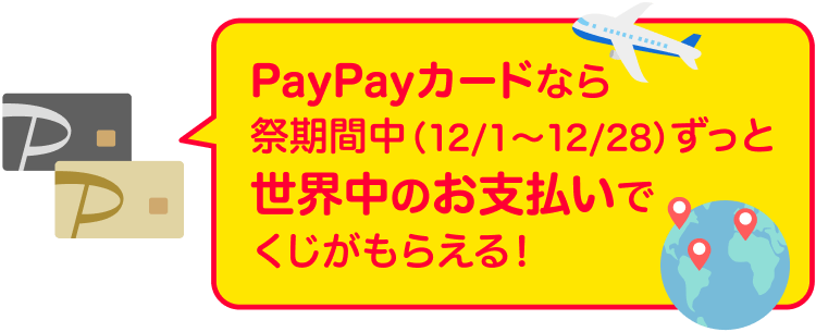 PayPayカードなら祭期間中ずっと世界中のお支払いでくじがもらえる！