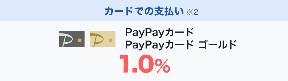 カードでの支払い※2 PayPayカード、PayPayカード ゴールド1.0％