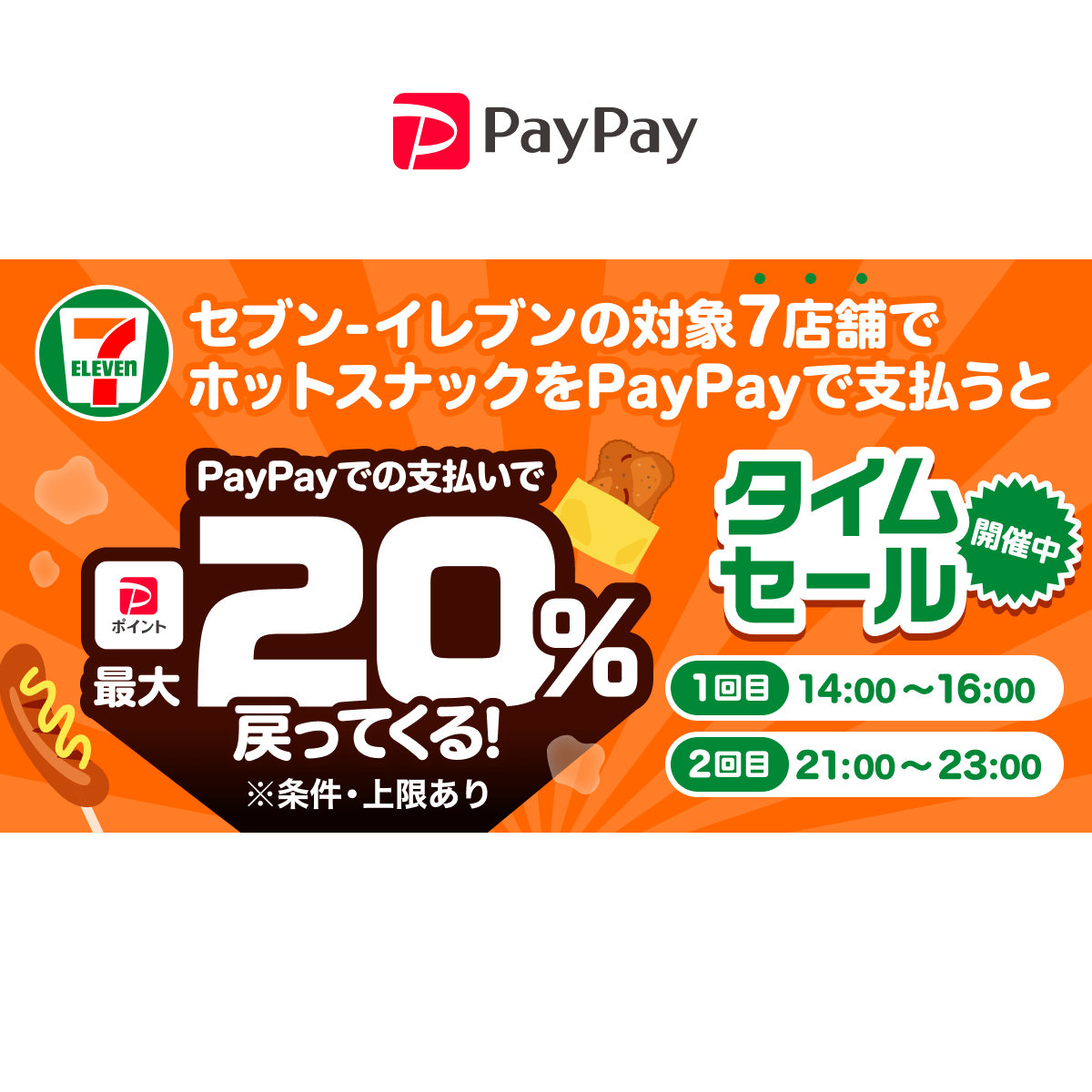 セブン-イレブンでななチキなどのホットスナックを対象時間に購入