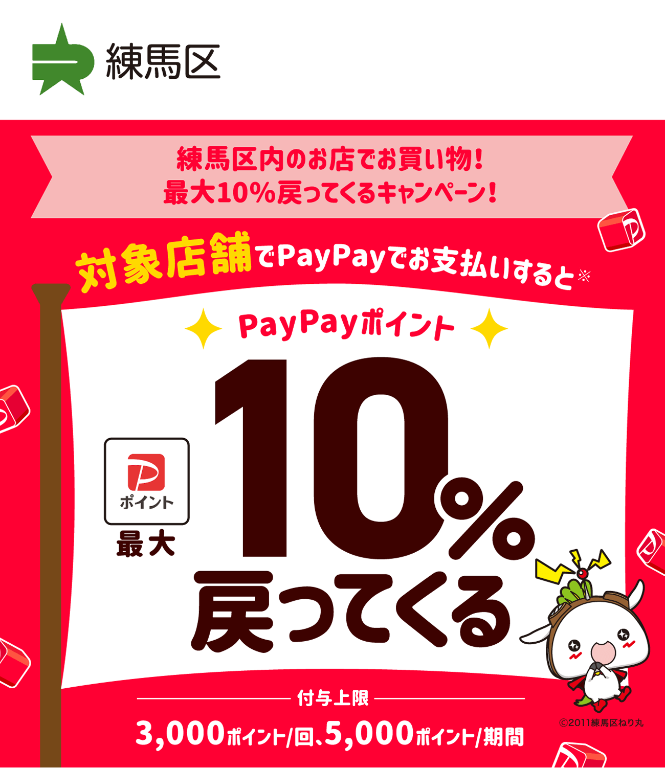 PayPayで練馬区を応援しよう!第6弾 対象店舗ならPayPayでお支払いすると最大10%戻ってくる