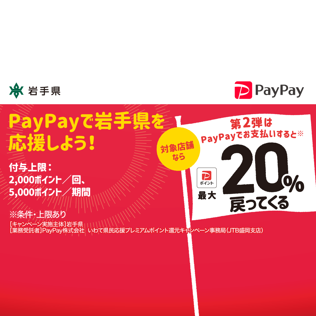 いわて県民応援！プレミアムポイント還元キャンペーン第2弾 - キャッシュレス決済のPayPay